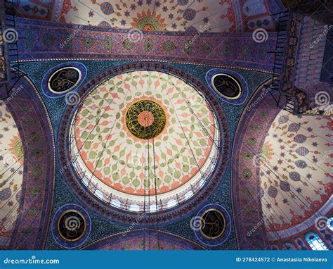 Blue Patterned Ceiling In The Mosque Stock Photo Image Of Religion