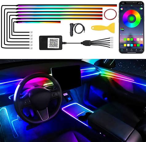 Amazon Acrylic Car LED Interior Strip Lights 6 In 1 Dreamcolor