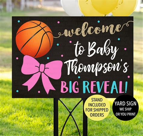 Basketball Welcome Gender Reveal Sign Basketball Reveal Yard Sign