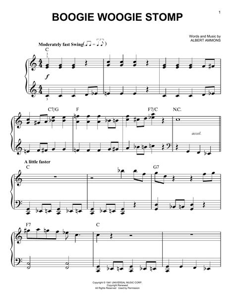 Boogie Woogie Stomp By Albert Ammons Sheet Music For Very Easy Piano At