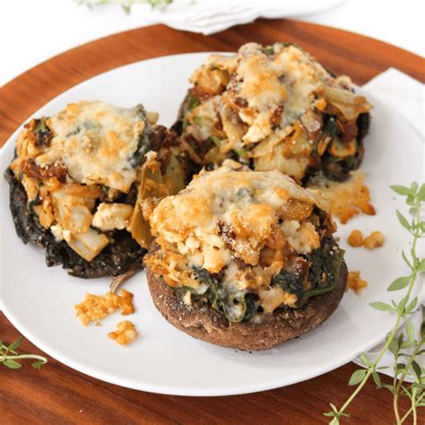 Oven Baked Spinach Stuffed Portobello Mushrooms With Feta Fannetastic