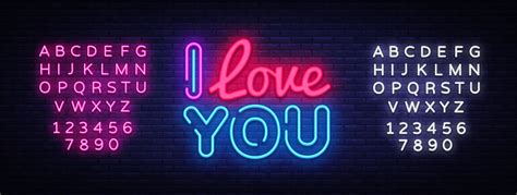 I Love You Neon Sign Vector Love Design Template Neon Sign Light Banner