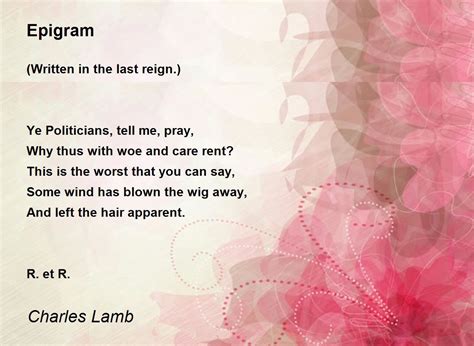 Epigram by Charles Lamb - Epigram Poem