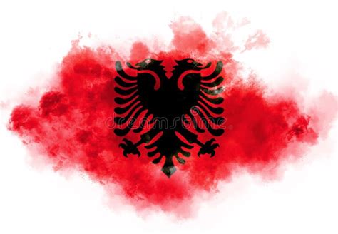 Albanian Flag Performed from Color Smoke on the White Background ...