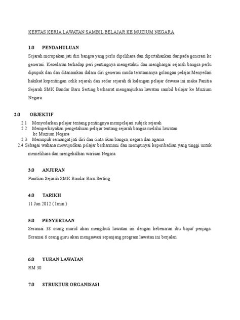 Contoh Kertas Kerja Lawatan Ke Muzium Negara Pdf