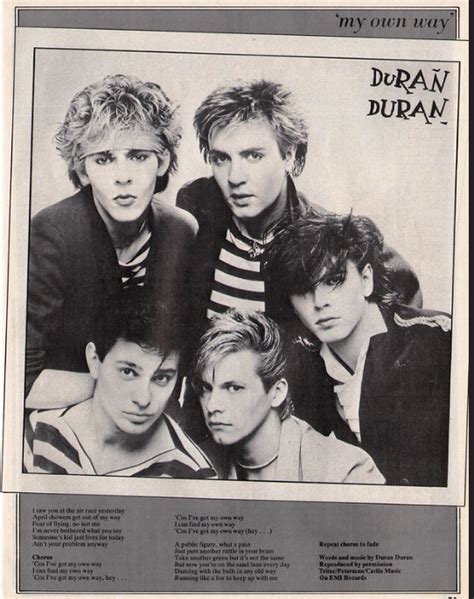 Duran Duran 1981 Smash Hits My Own Way Lyrics Duran Lyrics John Taylor