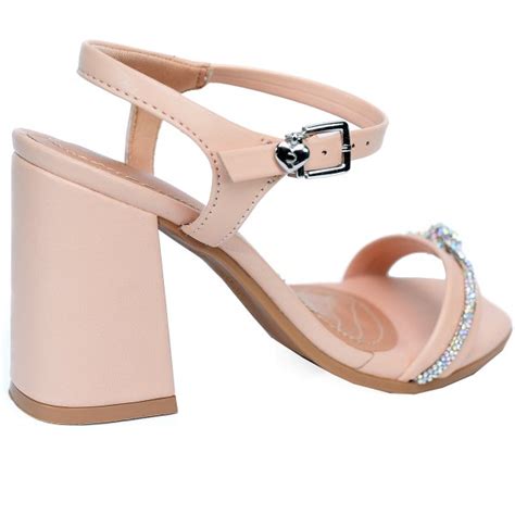 Sand Lia Ramarim Tira Strass N Salto Bloco Feminino Nude Compre