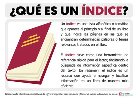 Qué es un Índice Definición de Índice