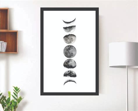 Quadro Decorativo Minimalista Fases Da Lua Preto E Branco Elo