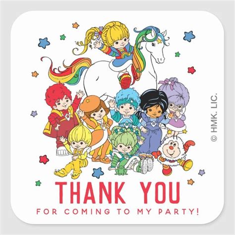 Rainbow Brite And Friends Birthday Thank You Square Sticker