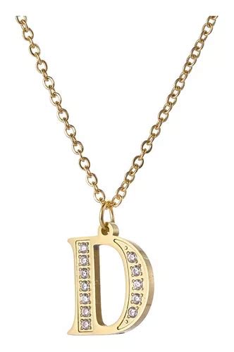 Collares Mujer Inicial Letras Baño Oro 18k Zirconias MercadoLibre