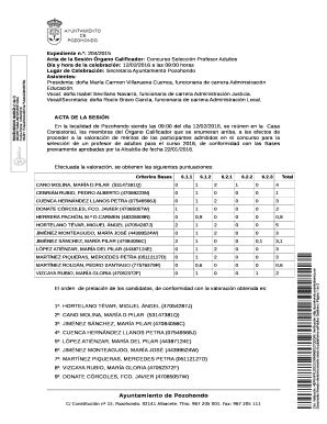 Fillable Online Pozohondo Acta De La Sesi N Pozohondo Es Fax Email