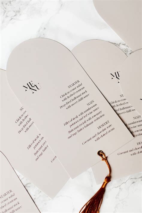 Modern Arch Wedding Menus On Luxury Stone Paper Luxury Menus Etsy