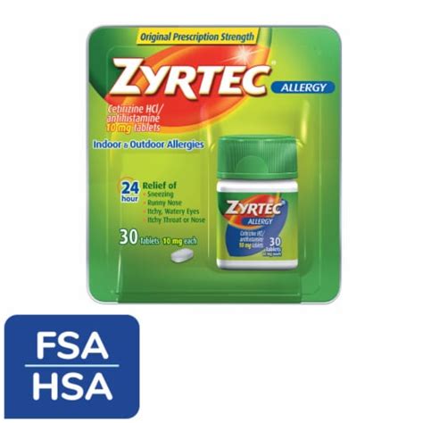 Zyrtec 24 Hour Allergy Relief Tablets Cetirizine HCl 30 Ct Kroger