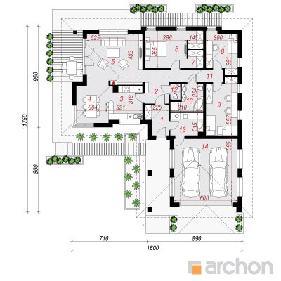 Dom pod kakaovníkom Projekt ARCHON Pôdorysy