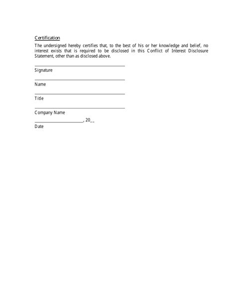 Washington D C Conflict Of Interest Disclosure Statement Fill Out