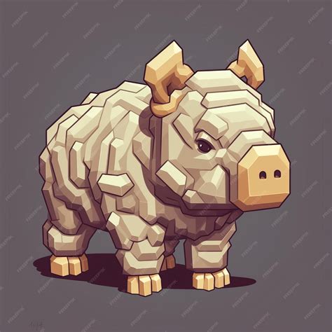 Create A Cute Rhinoceros Character With Minecraft Pixel Art | Premium ...