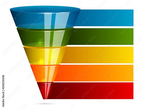 Sales Funnel For Marketing Infographic Glossy Transparent Glass Vector