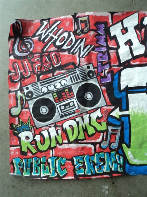 Birthday banner graffiti wall 80's hip hop theme | Graffiti party ...