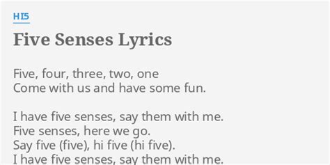 "FIVE SENSES" LYRICS by HI5: Five, four, three, two,...