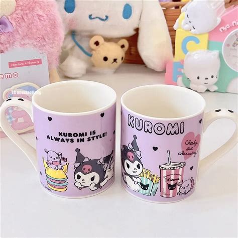 Sanrio Hello Kitty Kuromi Ceramics Cup Anime My Melody Cinnamoroll