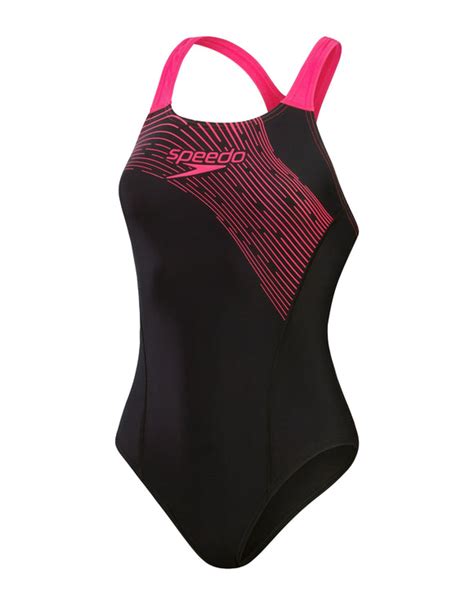 Speedo Medley Logo Medalist Swimsuit Black Pink Simply Swim