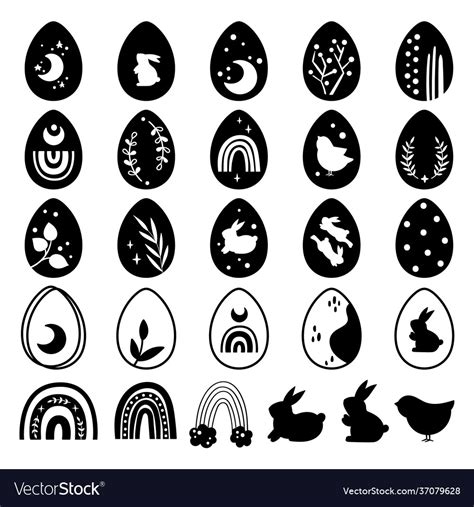 Easter eggs black and white kids clipart Vector Image