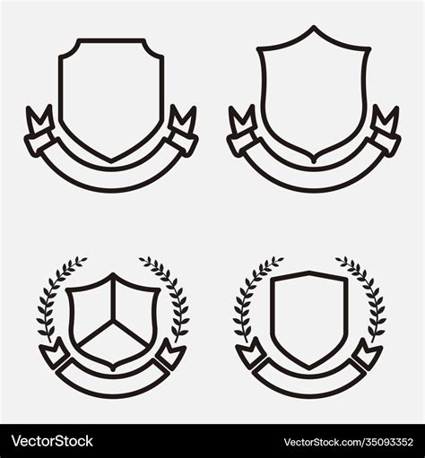 Blank shield set line art Royalty Free Vector Image