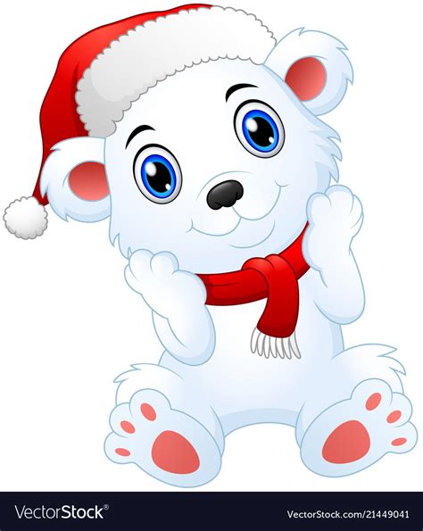 Cute Christmas Polar Bear Cartoon Royalty Free Vector Image