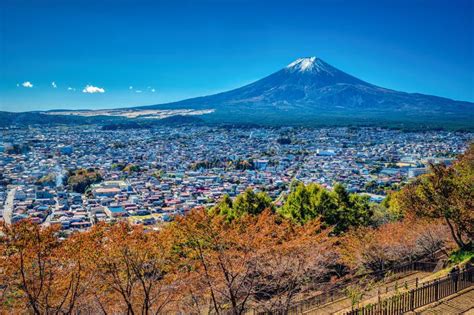 Fujiyoshida City Lies Beneath Mount Fuji. Yamanashi Prefecture, Japan Stock Image - Image of ...