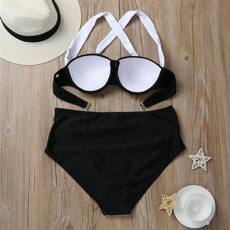 Buy Womens High Waist Bathing Suit Swimwear Padded Push Up Bikini Set