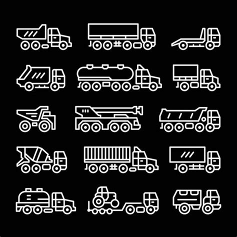 Set Line Icons Of Trucks And Tractors Stock Vector Image By Motorama