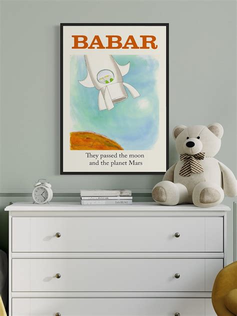 Babar the Elephant Wall Art Nursery Decor Kids Gift Retro Wall Art ...