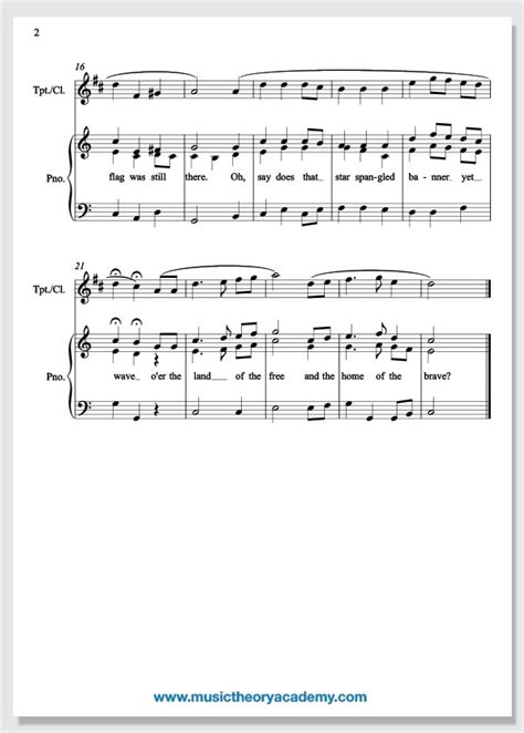 Star Spangled Banner Music Theory Academy Easy Piano Sheet Music