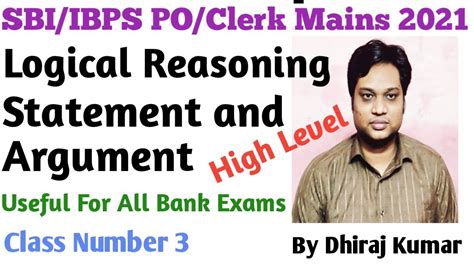 Logical Reasoning Statement And Argument Class Number 3 II SBI IBPS PO