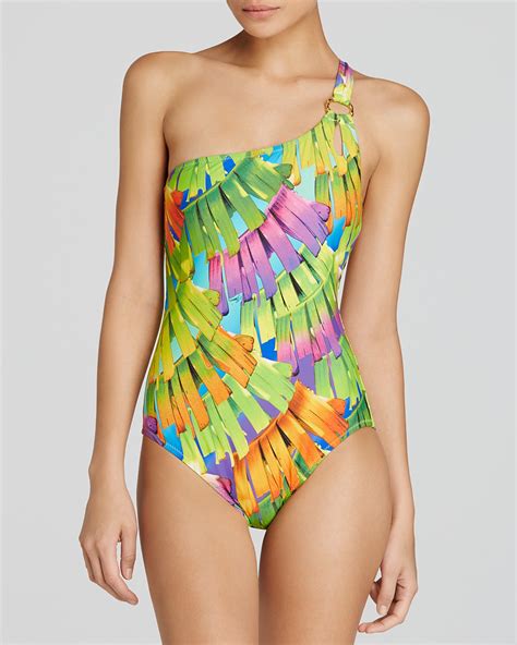 Trina Turk Polynesian Palm One Shoulder One Piece Swimsuit Bloomingdales