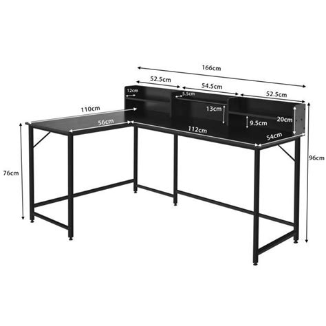 COSTWAY Bureau D Angle En Forme De L 166 X 110 X 96 Cm Table Avec