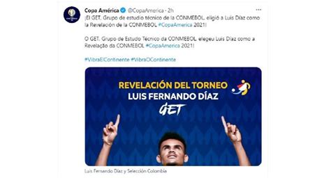 Luis Díaz es elegido como el jugador revelación de la Copa América 2021