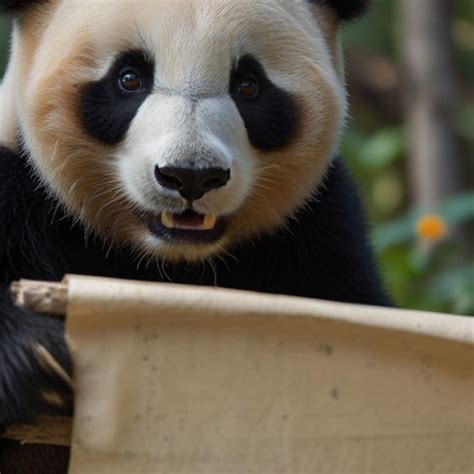 Um Urso Panda Um Rosto Preto E Branco E Olhos Pretos Foto Premium