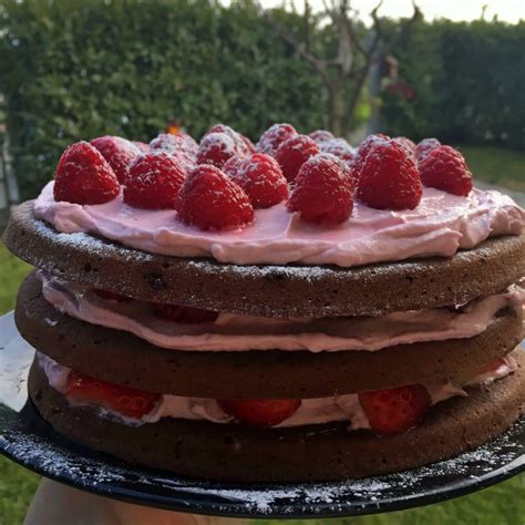 Torta Al Cioccolato E Lamponi Con Crema Ai Lamponi