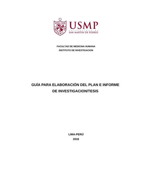 Pdf Guia De Elaboracion Del Plan E Informe De Tesis Pdf