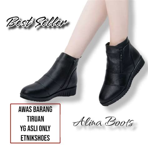 Jual Sepatu Boots Wanita Boot Kerja Wanita Alina By Etnikshoes Shopee