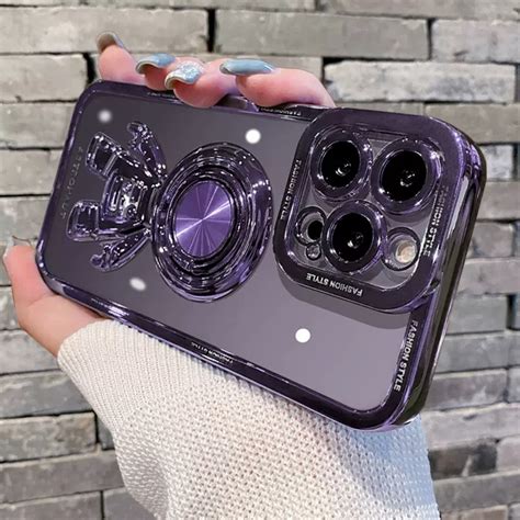 Dark PurpleLuxury Electroplated Astronaut Bracket Case For IPhone 14