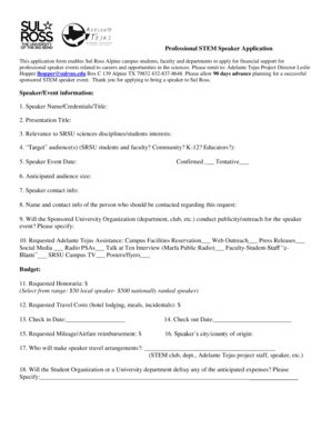 Fillable Online Professional STEM Speaker Application Fax Email Print