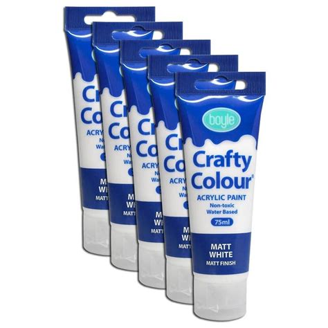 X Crafty Colour Art Craft Ml Non Toxic Acrylic Paint Tube White Matt