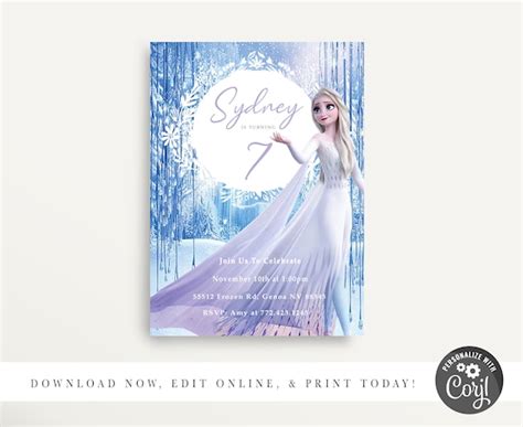 Frozen 2 Invitation Modern Frozen Invite Frozen Birthday Etsy México