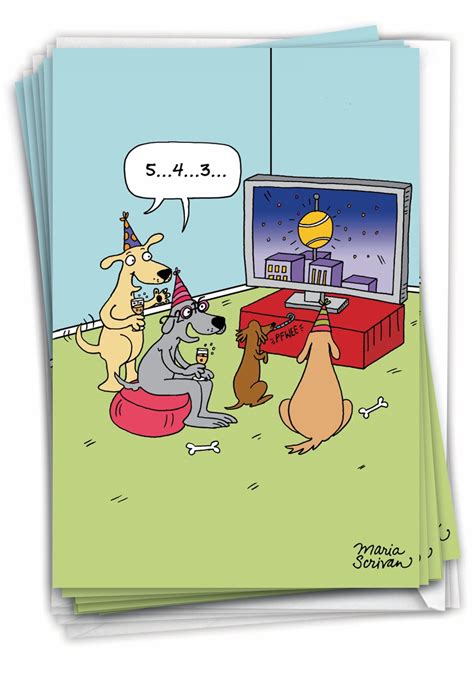 12 Funny New Year Cards Bulk (1 Design, 12 Cards) - Dogs Countdown New ...