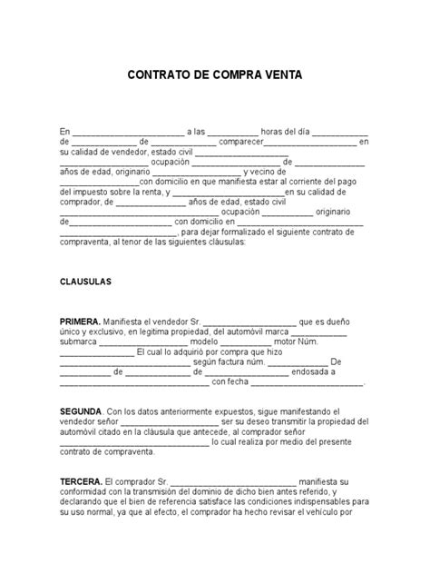 Contrato De Compra Venta Pdf Propiedad Gobierno