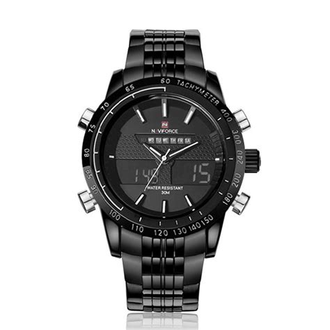 Naviforce Nf Black Stainless Steel Wrist Watch For Men White