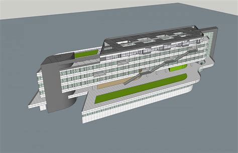 现代多层办公楼su模型下载 光辉城市